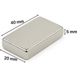 Getittir 40×20×5 mm N35 Neodyum Mıknatıs – Nikel Kaplama, Köşeli (10’lu Paket) ( Lisinya )