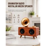 Getittir Bluetooth Nostalji Speaker Radyo Gramofon Ahşap Renk Vintage Yeni Nesil - Lisinya