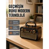 Getittir Bluetooth’lu LED Işıklı Nostaljik Müzik Kutusu – Ahşap Dokulu, Vintage Tasarım ve Yüksek Ses Kalitesi - Lisinya
