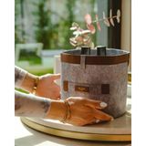 Getittir Deri Şeritli Yuvarlak Çok Amaçlı Düzenleyici Organizer Kutu Keçe Sepet (Mini) 03822 ( Lisinya )