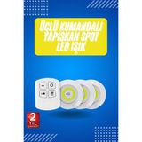 Getittir Yapışkanlı 3'lü Spot LED Işık Lamba Montajsız Pilli Uzaktan Kumandalı - Lisinya