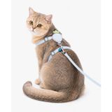 getmeev Çilek Figürlü Zilli Kedi Göğüs Tasması ve Gezdirme Kayışı Seti, Ayarlanabilir Göğüs Tasması ve Gezdirme İpi, Günlük Gezi ve Yürüyüş İçin (Mavi)