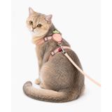 getmeev Çilek Figürlü Zilli Kedi Göğüs Tasması ve Gezdirme Kayışı Seti, Ayarlanabilir Göğüs Tasması ve Gezdirme İpi, Günlük Gezi ve Yürüyüş İçin (Pembe)