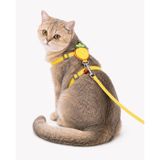 getmeev Çilek Figürlü Zilli Kedi Göğüs Tasması ve Gezdirme Kayışı Seti, Ayarlanabilir Göğüs Tasması ve Gezdirme İpi, Günlük Gezi ve Yürüyüş İçin (Sarı)