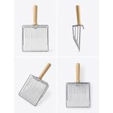 getmeev Kedi Kumu Eleme Küreği Paslanmaz Metal Tel Tasarım, Ahşap Saplı, Geniş 15x15 cm Elek Yüzeyi, 27 cm Uzunluk, Dayanıklı ve Kolay Temizlenir Kedi Tuvaleti Kum Küreği
