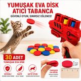 getmeev Kedi Oyuncağı Yumuşak EVA Disk Atıcı Kedi Tabancası, 30 Köpük Diskli İnteraktif Oyun Oyuncağı, Disk Top Fırlatma ve Yakalama Oyunu, Ev İçi Eğlenceli Aktivite(Kırmızı)