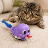 getmeev Kurmalı Hareketli Peluş Kuyruklu Kedi Oyuncağı 30 cm, Yılan Tasarımlı Hareketli Kedi Oyuncağı, Kovalama Yakalama ve Günlük Oyun İçin (Mor)
