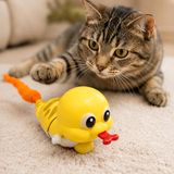 getmeev Kurmalı Hareketli Peluş Kuyruklu Kedi Oyuncağı 30 cm, Yılan Tasarımlı Hareketli Kedi Oyuncağı, Kovalama Yakalama ve Günlük Oyun İçin (Sarı)