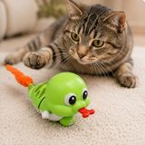 getmeev Kurmalı Hareketli Peluş Kuyruklu Kedi Oyuncağı 30 cm, Yılan Tasarımlı Hareketli Kedi Oyuncağı, Kovalama Yakalama ve Günlük Oyun İçin (Yeşil)