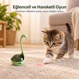 getmeev Lazerli Mama Hazneli İnteraktif Kedi Oyuncağı, Ödül Mamalı Kuğu Tasarım, Pilli Hareketli Lazer Oyuncak, Zihinsel Uyarım ve Egzersiz İçin Kedi Aktivite Oyuncağı, Piller Dahil (Yeşil)