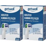 Getwell Ateş Ölçer Kızıl Ötesi Alından - Temassız - Uzaktan (Yetişkin & Bebek & Çocuk) (2 Li Set) - Beyaz