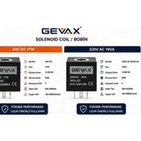 Gevax Solenoid Valf Bobini 24V Dc 17W / 220V Ac 19VA %100 Ed - 24V DC – 17W