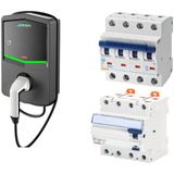 Gewiss GWJ3014R I-Con - Rfıd - Type 2 - 22 Kw - IP55 5 mt Kablolu Sarj Istasyonu + GWD4132 - 4X40 30 Ma A Tipi Kaçak Akım Koruma Rölesi +GW91591 - 4X40 6 Ka W Otomat +