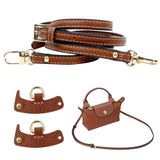 gexuamz Kayış Omuz Çantası, Longchamp Mini Çanta için Deliksiz Deri Yedeği, Küçük Kadın El Çantası, Kahverengi
