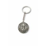 Geyik Başlı Yaşam Ağacı Motifli Gümüş Renk Metal Unisex Anahtarlık