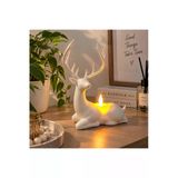 Geyik Biblo Mumluk – Led Tealight Mumlu Dekoratif Masa Ve Ev Süsü, 18 Cm - Beyaz Vitrin