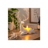 Geyik Biblo Mumluk – LED Tealight Mumlu Dekoratif Masa ve Ev Süsü, 18 cm - Beyaz