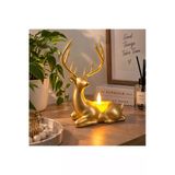 Geyik Biblo Mumluk – Led Tealight Mumlu Dekoratif Masa Ve Ev Süsü, 18 Cm - Gold Vitrin