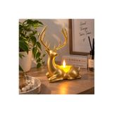 Geyik Biblo Mumluk – LED Tealight Mumlu Dekoratif Masa ve Ev Süsü, 18 cm - Gold