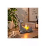 Geyik Biblo Mumluk – Led Tealight Mumlu Dekoratif Masa Ve Ev Süsü, 18 Cm - Gri Vitrin