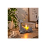 Geyik Biblo Mumluk – LED Tealight Mumlu Dekoratif Masa ve Ev Süsü, 18 cm - Gri