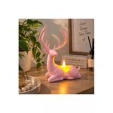Geyik Biblo Mumluk – Led Tealight Mumlu Dekoratif Masa Ve Ev Süsü, 18 Cm - Pembe Vitrin