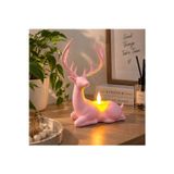 Geyik Biblo Mumluk – LED Tealight Mumlu Dekoratif Masa ve Ev Süsü, 18 cm - Pembe