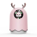 Geyik Boynuzlu Mini Hava Nemlendirici - Astronot Fare Figürlü, LED Işıklı Taşınabilir Buhar Makinesi (pembe)