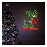 Geyik Figürlü Merry Christmas Yılbaşı Neon Tabela