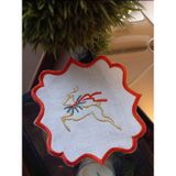 Geyik İşlemeli Yılbaşı kokteyl peçetesi 16x16cm