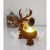 Geyik Mumluk & Mini Geyikler Noel Yılbaşı Süsü Dekoratif Biblo Tealight Mumluk Mum Dahildir