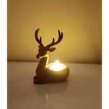 Geyik Mumluk Noel Yılbaşı Süsü Dekoratif Biblo Tealight Mumluk Mum Dahildir