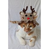 Geyik Rudolph Bucket Şapka Kırmızı Burunlu Ren Geyiği Rudolf Yılbaşı Yeni Yıl Kedi Köpek Şapkası