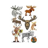Geyik Sticker Set-1 8 Parça Telefon, Tablet, Defter, Laptop Sticker
