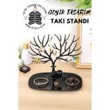 Geyik Temalı Takı Düzenleyici, Yüzük, Küpe ve Kolye Askısı - Ahşap