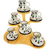Gezdikçe Bilelim 6’lı Takım Zeytin Desenli, El Yapımı Kazan Seramik Kahve Fincanı, Kahve Fincanı, Hand Made