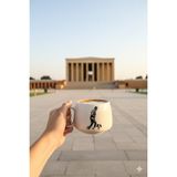 Gezdikçe Bilelim Atatürk Temalı -2 El Yapımı Double Kupa, Seramik Kupa, Mug, Kupa, Handmade - 001 - Beyaz