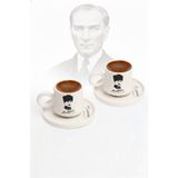 Gezdikçe Bilelim Atatürk Temalı 2’li Takım El Yapımı Kazan Seramik Kahve Fincanı, Kahve Fincanı,hand Made - 10 Adet - 80 ml