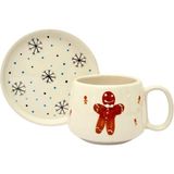 Gezdikçe Bilelim Tabaklı Yılbaşı Bisküvisi El Yapımı Seramik Kupa, Seramik, Double Türk Kahvesi, Nescafe Fincanı - 240 ml - Beyaz