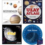 Gezegenler Etkili Görsellerle Güneş Sistemimiz + Uzay Atlası (Süleyman Akgüneş) + Ay / Ay'ımızın Bilimi ve Hikayeleri (David A. Aguilar) + Gök Atlası / 4 Kitap Set