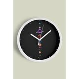 Gezegenler Modern Tasarım Duvar Saati - 30cm - Önü Camlı Beyaz Kasa - Sessiz Mekanizma, JH0274S30BKP