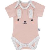 Gezenbebe Hero Bebekler İçin Nakışlı Kısa Kol Body Bunny - 9 - 12 Ay - Pembe