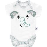 Gezenbebe Hero Bebekler İçin Nakışlı Kısa Kol Body Elephant - Yeşil - 3 - 6 Ay