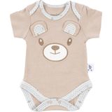Gezenbebe Hero Bebekler İçin Nakışlı Kısa Kol Body Teddy (Organik) - Krem - 0 - 3 Ay