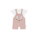 Gezenbebe Hero Kısa Kol Bebek T-Shirt & Nakışlı Salopet Seti Bunny 3-6 Ay