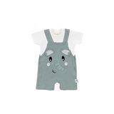 Gezenbebe Hero Kısa Kol Bebek T-Shirt & Nakışlı Salopet Seti Elephant 0-3 Ay