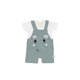 Gezenbebe Hero Kısa Kol Bebek T-Shirt & Nakışlı Salopet Seti Elephant 3-6 Ay