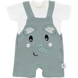 Gezenbebe Hero Kısa Kol Bebek T-Shirt & Nakışlı Salopet Seti Elephant - 6 - 9 Ay - Yeşil