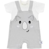 Gezenbebe Hero Kısa Kol Bebek T-Shirt & Nakışlı Salopet Seti Koala - 6 - 9 Ay - Gri