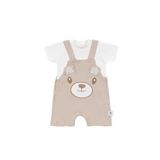 Gezenbebe Hero Kısa Kol Bebek T-Shirt & Nakışlı Salopet Seti Teddy (Organik) 0-3 Ay